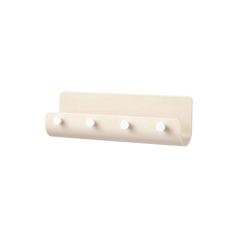 Porta posta da parete porta chiavi a 4 ganci appendiabiti appendiabiti per ingresso corridoio cucina - 21,5 x 4 x 7 cm (beige)