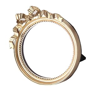 Mikinona 1pc European Style Single Side Mirror Flower Decor Banana Clips Hair Round Mirror Makeup Tool Dresser Mirrors for Bedroom Foldable Mirror Portable Miss Resin Desk Vintage