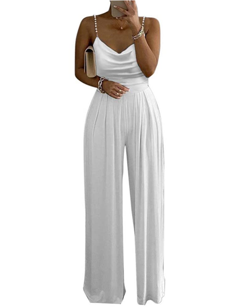 shownicer Monos de Vestir Mujer Elegante Verano Largo Talla Grande Sin Mangas Mono de Color Sólido Pantalones Anchos de Rectos Playsuit Fiesta de Noche