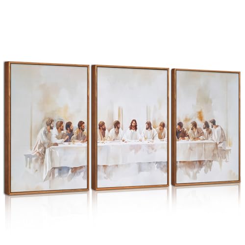 CHDITB 3 Teiliges The Last Supper Wandkunst,Jesus Christliche Poster,Religiöse Leinwandbilder Bibel,Bibelversen Wanddeko,Letztes Abendmahl Bild für Esszimmer Kirche Gebetszimmer Zuhause Deko,30x40cm