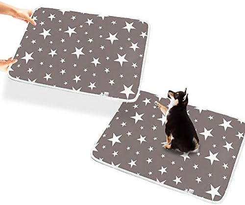 2Pack Washable Puppy Pads Dog Pee Pads, Reusable Puppy Training Mat Pet Pee Pads, Super Absorbency Puppy Wee Whelping Pad for Indoor Outdoor Car Travel-Gray (50x70cm)