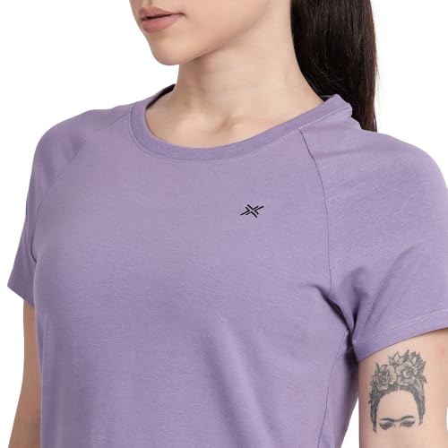 Image of Lavos Women's Regular Fit T-Shirt with Half Sleeve Round Neck, Bamboo & Cotton Gym, Yoga and Sports Wear for Women