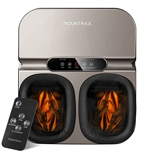 Mountrax Shiatsu Foot Massager Machine, Electric Foot Massager with Remote Control, with Soothing Heat, Rolling Massage for Relief, Improve Blood Circulation, Fits Feet Up to Men Size 12