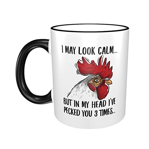 Divertidos regalos de pollo para mujer, taza de café, taza de café, color de borde