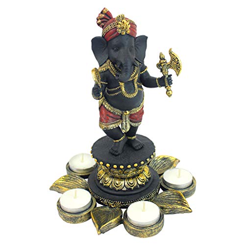 Design Toscano Standing Lord Ganesha On Lotus Flower Candle Holder Statue #TOP12