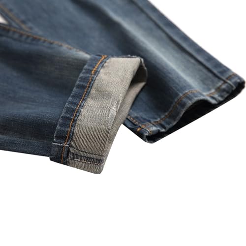 Men Distressed Ripped Jean Mid Rise Slim Fit Straight Leg Stacked Jeans Fashion Denim Pants Streetwear4