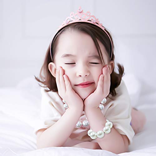 Lujuny Faux Pearl Chunky Bubble Necklace Choker And Bracelet Set For Kids Girls Boys (White) #TOP3