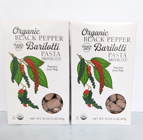 Trader Joe's Organic Black Pepper Barilotti Pasta, Bronze Cut, Imported from Italy, 16 oz (2 Box's)