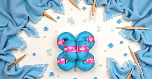 Image of Vard hman 100% Acrylic Wool Azure (Pack of 10) Baby Wool Wool Ball Hand Knitting Wool /Art Craft Soft Fingering Crochet Hook Yarn, Needle Knitting Yarn Thread Dyed -G