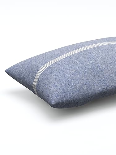 Image of 180 TC Pillow Cover Set of 2 | Pillow Cover Cotton 100% | Pillow Cover Set of 2 King Size | Wrinkle Free & Fade Resistance | Striped Pattern | Standard Size | All Season Use (Light Blue)