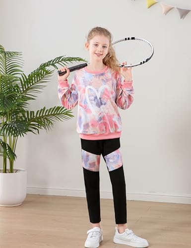 Image of Girls 2 Piece Outfits Kids Clothes Sets Sweatsuit Tracksuit Jogger Print Long Sleeve Sweatshirts Sweatpants 4-13Y