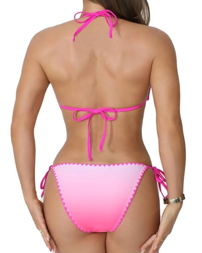 Women's Bikini Sets Halter Neck Top Shell Stitched Two Pieces Bathing Suit Triangle Cheeky High Cut Swimsuits2