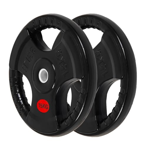 ALLinLIFE Discos Pesas, 2.5/5/7.5/10/15/20kg, Discos Mancuernas de Hierro Fundido Ø30/50mm, Antideslizante/Impermeable, Discos de Pesas Metálicas para Barras Olimpicos (Ø50mm-15kg*2)