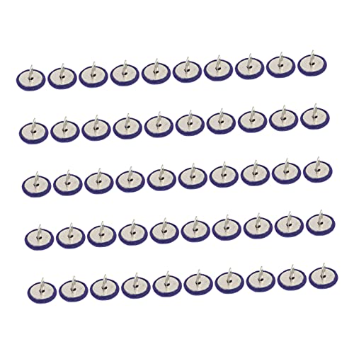 STOBOK 50pcs Two-Legged Nails Nail Embellishments Craft Studs Two Feet Studs Push Thumb Tacks Two- Legged Nails Craft Rivets Wooden Map Craft Nailhead Wall Tacks Spot Iron Thumbtack, 1.4X1.4CM, Blue