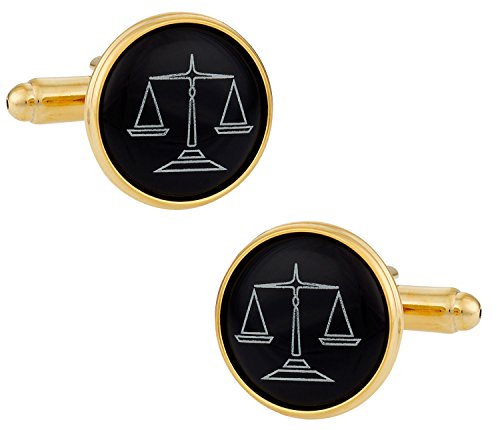 Cuff-Daddy Attorney Lawyer Cufflinks Scales of Justice Black Gold with Presentation Box