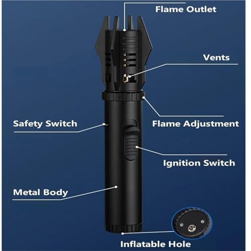 Encendedor de llama grande antiviento ajustable para solucionar encendidos difíciles 5