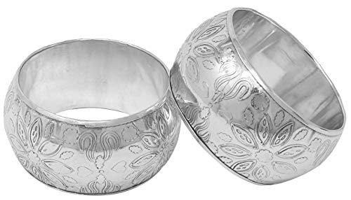 Skavij Handmade Floral Napkin Rings Set Of 12 For Everyday, Thanksgiving, Christmas, Dining Table Decoration (Silver) #TOP3