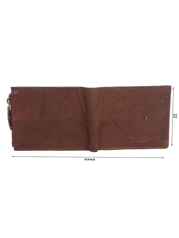 Image of TEAKWOOD LEATHERS Men's Two Fold Zipper Leather Wallet | Leather Men Wallet (Choco Brown)