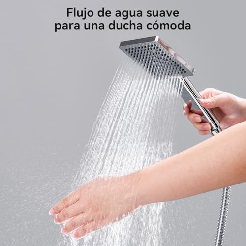Miniatura 6 de Auralum Columna Ducha Sin Grifo Con Diversor De Latón, Rociador Ducha 25 25 Cm Cuadrado, Barra De Ducha Altura Regulable 74-109cm, Duchas De Baño Columna Compatible Con Orificios Existentes, Cromo
