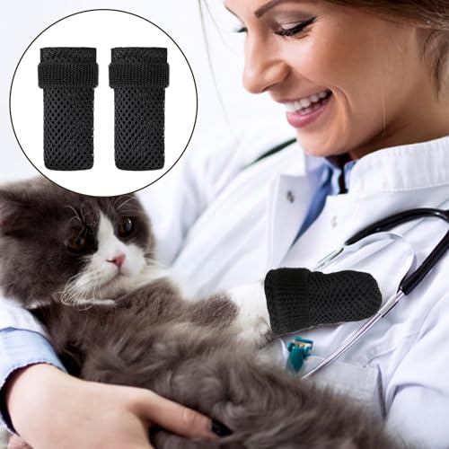 Image of Cat Claw Covers, 4 Packs Mittens to Prevent Scratching, Anti-Scratch Boots, Breathable Mesh Paw Covers, Adjustable Protectors Socks for Indoor Cats, Pet Bathing, Cutting Nails, Black, L