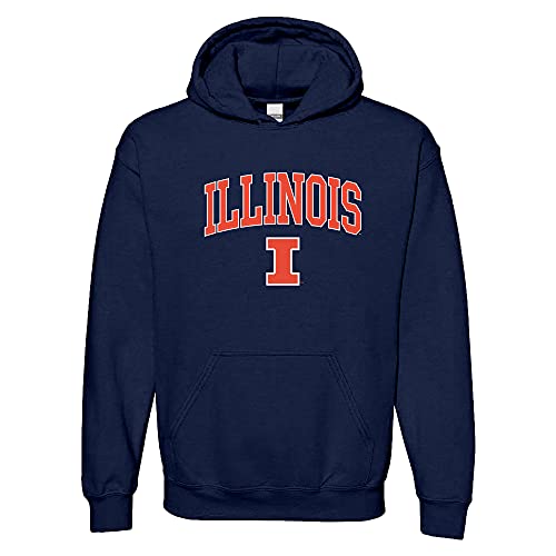 UGP Campus Apparel AH03 - Illinois Fighting Illini Arch Logo HOODIE - Small - Navy