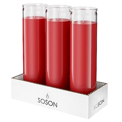 Simply Soson 7 Day Red Pillar Candles - Set of