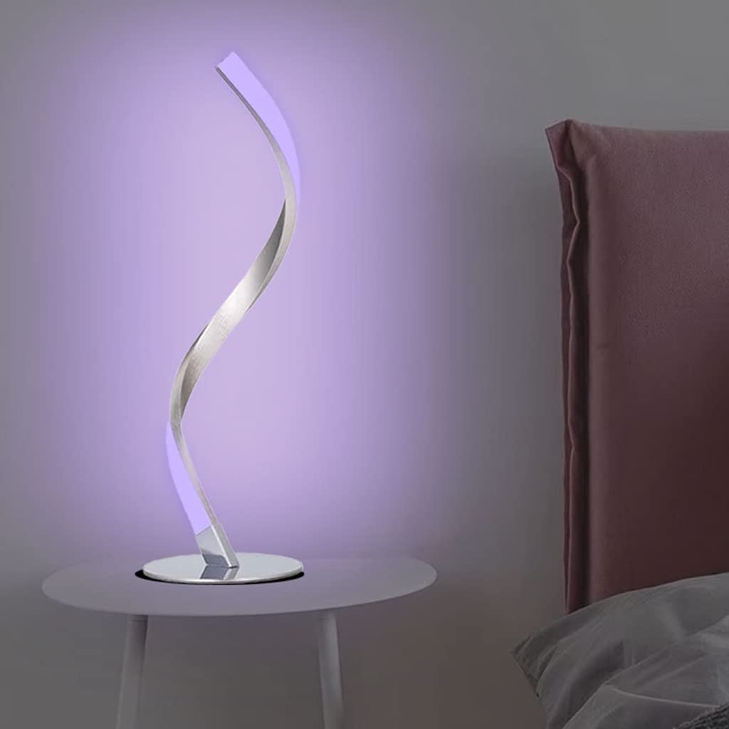 Lampada da Tavolo a LED a Spirale con Sincronizzazione Musica, Luce da Tavolo RGB Intelligente, Controllo Vocale e APP, Lavora con Alexa, Google Home, per Giochi, PC, TV, Camera ( Color : Silver )