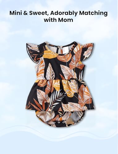 Image of PATPAT Mom and Daughter Matching Jumpsuits - Black Tank Top with Floral Wide-Leg Shorts