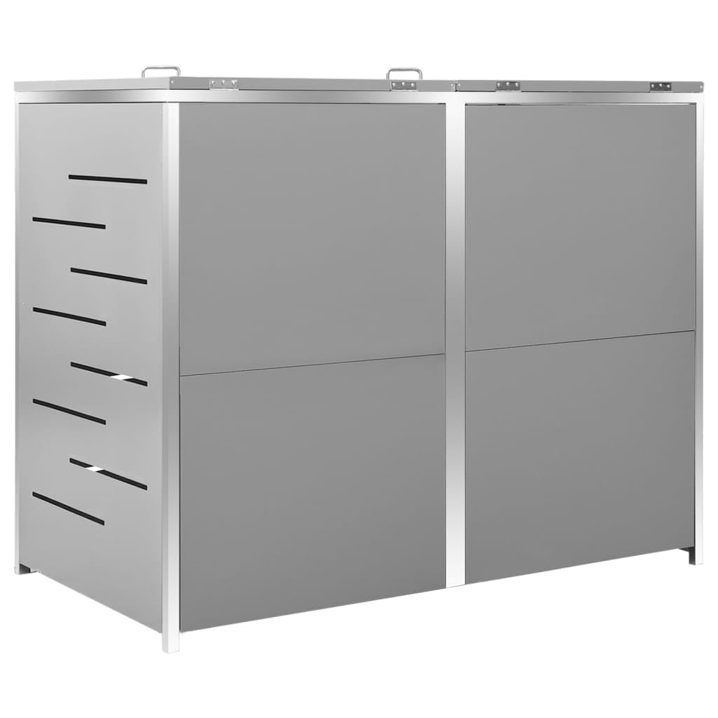 Willood Mülltonnenbox für 240L Edelstahl/Verzinkt Müllbox mit Belüftungssystem Abschließbar Gartenbox Grau 2 Tonnen