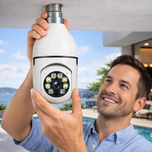 Image of JB Supar 3MP WiFi Light Bulb Camera for Home Indoor | 360 View | Color Night Vision | Motion Detection | Two Way Audio | Wireless Home Security Camera with Mobile App V380 Pro (Light Camera)