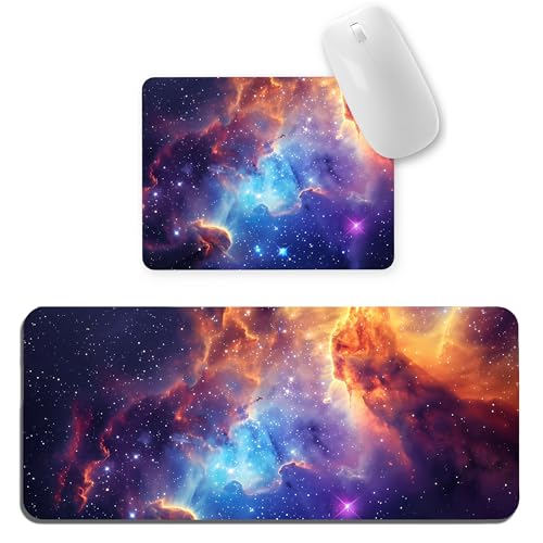Image of Galaxy Combo XL Extended Gaming Mouse Pad | XXL Large Desk Mat 60x30cm for Laptop & PC | Non-Slip Rubber Base, Waterproof, Durable & Smooth Surface | Office, Gaming & Study, asthetic