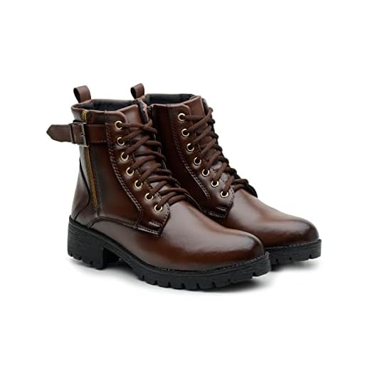 Bota Coturno Casual Feminino com Cadarço Ziper Fivela Lateral e Sola Leve