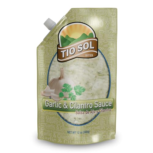 Tio Sol Bites Garlic and Cilantro Sauce - Salsa de Ajo y Cilantro (12 Ounces)
