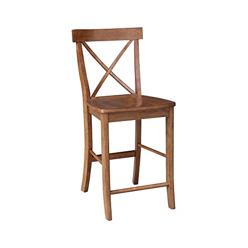 International Concepts X-Back Counter Height Stool,Brown #TOP3