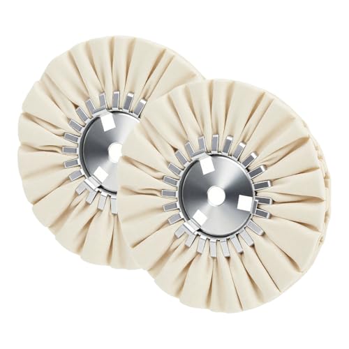 Image of 8 inch White Airway Buffing Wheel, 5 /8 inch Arbor, 12-Ply Fine Polishing Wheel for Angle Grinder, Final Polishing for Aluminum & Metal, Removes Micro-Haze, High Gloss Mirror Finish, 2 PCS