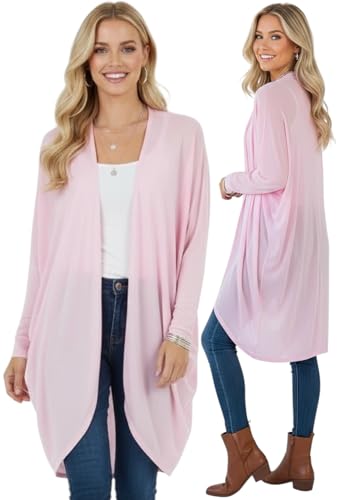 Image of ToBeInStyle Womens Open Front Long Sleeve Lightweight Asymmetrical Draped Cardigan with Side Pockets