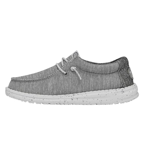 Image of HEYDUDE Boy's Wally-Youth Sport Knit Light Grey Size 5 | Youth's Shoes | Youth Slip-on Loafers | Comfortable & Light-Weight