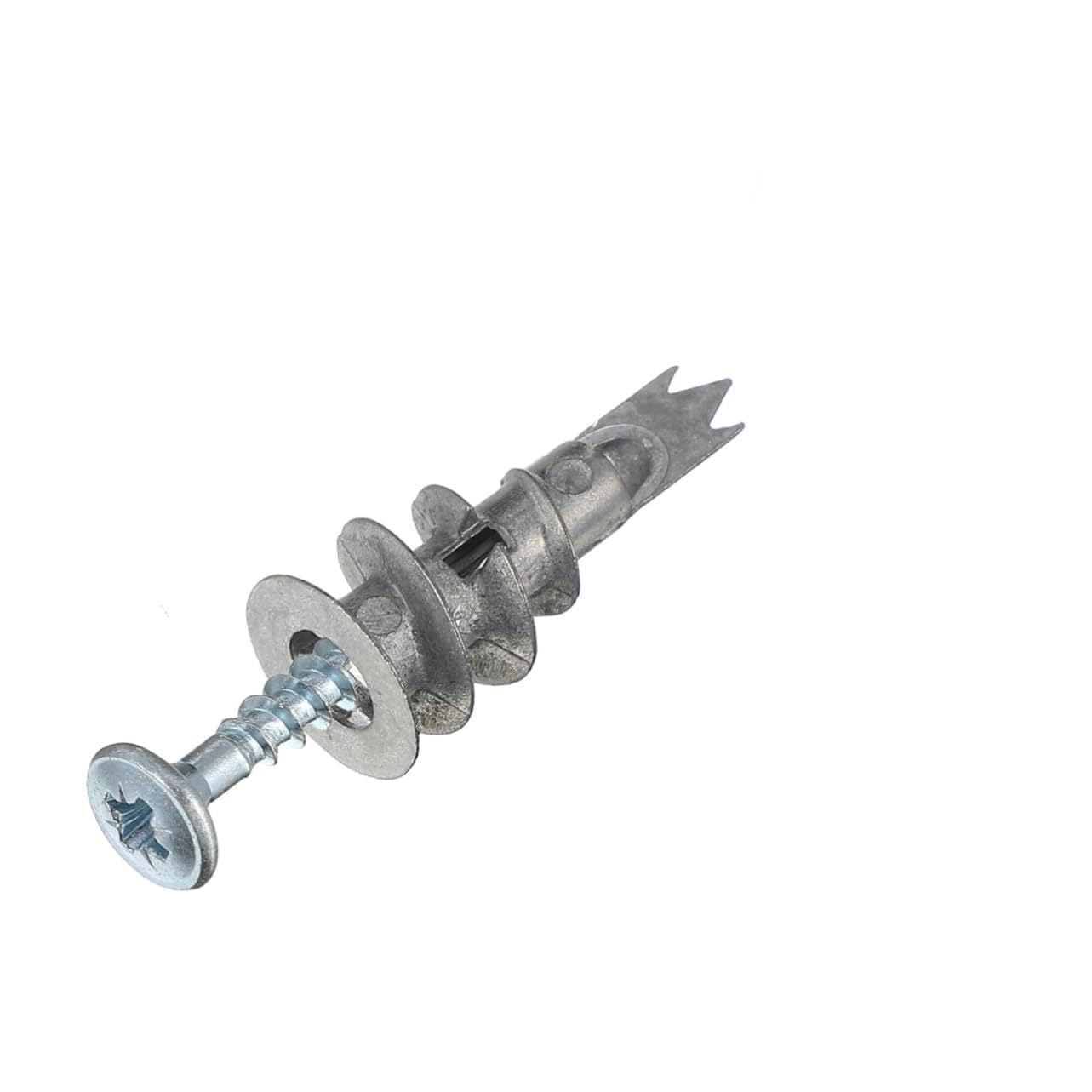 STOBAZA 200pcs Screw Drywall Bolts Cavity Hole Plug Mounted Plugs Head Hollow Wall Anchors Metal Plasterboard Fixing Zinc Alloy Silver