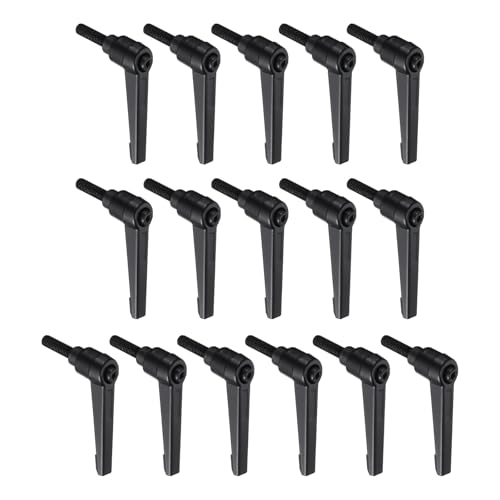 Image of uxcell 16pcs Lever Adjustable Handles M6 x 20mm Metric Male Thread, Level Clamping Handle Hand Stud Knobs Rotating Screw Handles Bolts with Locking Lever, Black