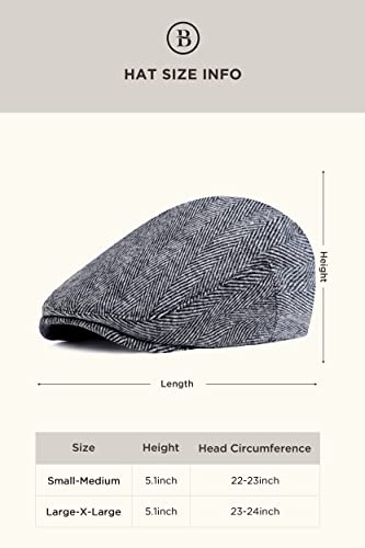 Image of BABEYOND Men's Flat Cap Newsboy Hats Herringbone Tweed Cabbie Hats for Men 1920s Ivy Irish Driving Hats Gatsby Hat