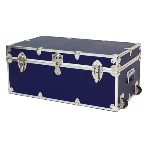 Image of Rhino Trunk & Case Large Essential Trunk With Wheels 32 inchx18 inchx14 inch, 1000+ lbs Capacity - Many Colors. Strong, USA Made Summer Camp Footlocker, and Secure College Dorm Storage Chest