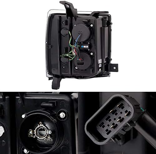 AKKON - For 2015-2019 Chevy Silverado Heavy Duty Black Dual LED DRL Projector Replacement Headlights Lamp