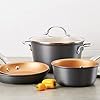 Ayesha Curry Home Collection Hard Anodized Nonstick Sauce Pan/Saucepan with Lid, 4.5 Quart, Charcoal Gray #3