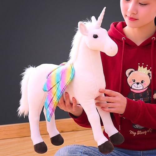 Image of Tickles Magical Unicorn with Rainbow Wings Soft Stuffed Plush Animal Toy for Kids Boys & Girls Birthday Gift (Size: 53 cm, Color: White)