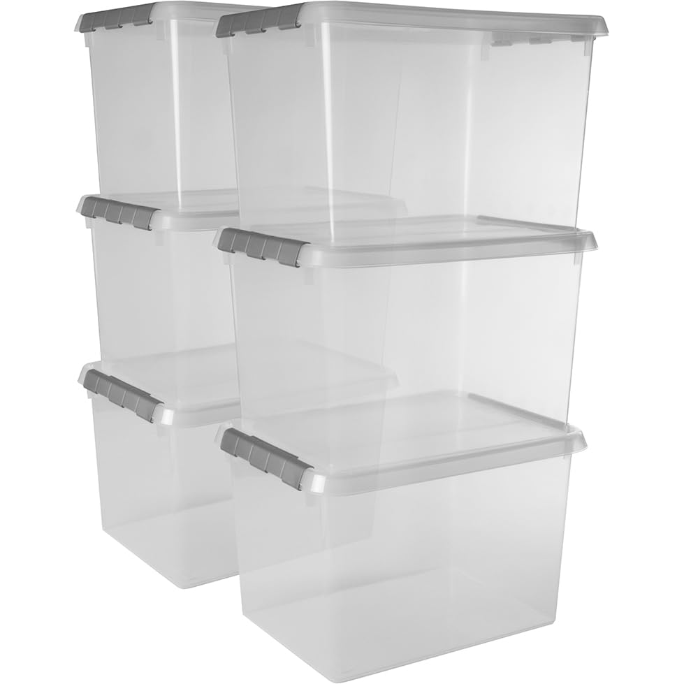 Sunware Comfort Line Aufbewahrungsbox Mit Deckel 22L – 40x30x26cm – Set Von 6 – Kunststoff Box Stapelbar – Aufbewahrungsbox Mit Deckel Groß