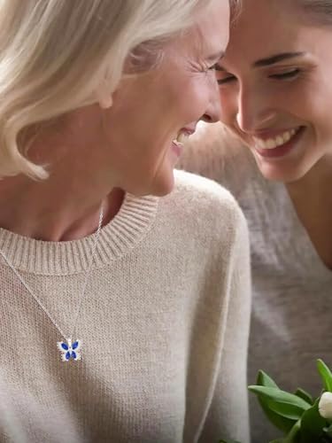 Butterfly Necklace for Women White Gold Animal Jewelry With 12 Months Birthstone Anniversary Birthday Gifts for Her Wife2