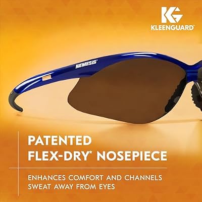 KleenGuardTM V30 NemesisTM Safety Glasses (47387), Smoke Lenses with KleenVisionTM Anti-Fog coating, Metallic Blue Frame, Unisex Eyewear for Men and Women (12 Pairs/Case)