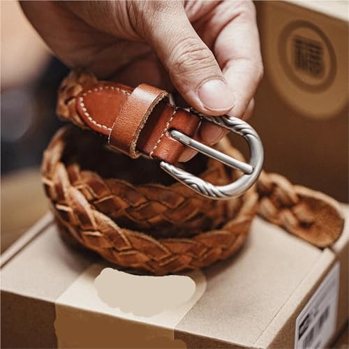 Woven Two-Layer Vegetable Tanned Belt For Men's Versatile Brown Accessory3