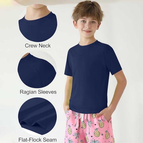 Boys Girls UPF 50+ Rash Guard Swim Shirts Kids Teens Athletic Short Sleeve T Shirt Fishing Kids Undershirts Boys3