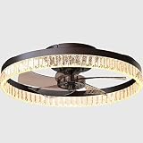 QUMFIXPU 19.7in Ceiling Fans with Lights Semi Flush Mount Low Profile Fan Light Timing with Dimming